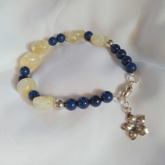 Raw Citrine and Lapis Lazuli Bracelet - Picture 8 of 8
